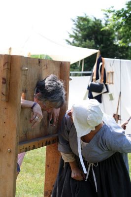 Living History 
It looked like July 8, 1776 at Silvershell Beach in Marion this past Saturday. Folks from the Fairhaven Village Militia and Wareham Militia Group in conjunction with Marion Recreation and the Marion Cultural Council took spectators back in time to Colonial Massachusetts during a weekend-long encampment at the beach. Participants in olde-tyme apparel demonstrated what life was like in the 1770s during the Revolutionary War through demonstrations of drilling, cooking, and flintlock musket use. Photos by Jean 
