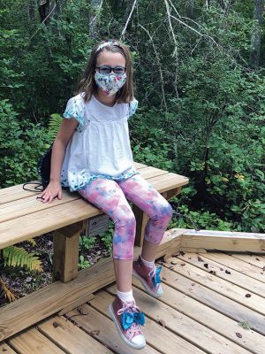 Brownie Girl Scout Troop 
Brownie Girl Scout Troop 67047 hiked the Sippican Land Trust Osprey walk in Marion on Sunday. Ms. Jerline used her Nature Anatomy book to help the girls identify plants.  Ms. Liz and Ms. Alda helped the girls carry a tune as they learned three new songs for their Girl Scout Way badge. Ms. Tia helped remind them to maintain their 6 feet of distance with her yardstick and keep their masks on— they did so well!  We welcomed a new girl from Acushnet.  
