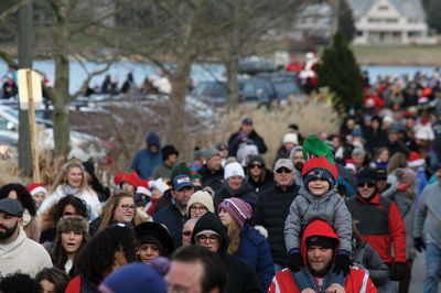 Marion Holiday Stroll 
Here Comes Santa Claus! – Santa made his big entrance to the Marion Holiday Stroll on Sunday, December 8, from across Sippican Harbor on his ‘water sleigh’ to the crowd that awaited him at the Town Wharf. The holiday stroll is the perfect way to get into the holiday spirit and capture a bit of that Christmas magic. Photo by Jean Perry
