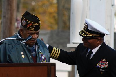 Marion Veterans Day Observance
During the Marion Veterans Day observance on Friday morning, the townspeople of Marion expressed a heartfelt thank you to the Benjamin D. Cushing VFW Post 2425, which in return gave a moving farewell as it disbanded this year and donated the VFW building to the town. Emotions were evident on the faces of the VFW Post 2425 members, as well as selectmen and those in attendance. Photos by Jean Perry
