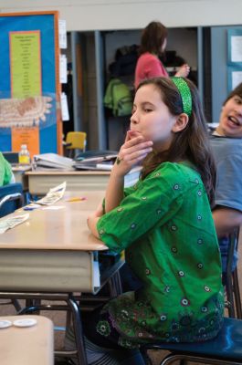 Melissa Stewart 
Award-winning science author Melissa Stewart visits the Rochester Memorial School on March 17, 2011. Ms. Stewart tailored programs for students in the second through sixth grade thanks to the support of the PTO Cultural Committee. Photo by Felix Perez.
