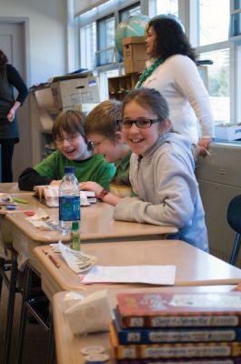 Melissa Stewart 
Award-winning science author Melissa Stewart visits the Rochester Memorial School on March 17, 2011. Ms. Stewart tailored programs for students in the second through sixth grade thanks to the support of the PTO Cultural Committee. Photo by Felix Perez.
