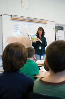 Melissa Stewart 
Award-winning science author Melissa Stewart visits the Rochester Memorial School on March 17, 2011. Ms. Stewart tailored programs for students in the second through sixth grade thanks to the support of the PTO Cultural Committee. Photo by Felix Perez.
