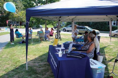 Mattapoisett Council on Aging
Administrative coordinator Jessica Fraine and Mattapoisett resident and Council on Aging volunteer Paula Coffey take a quick break from food service, as many staff and volunteers helped the Mattapoisett COA celebrate its 50th anniversary on Saturday outside Center School. Photos by Marilou Newell and Mick Colageo
