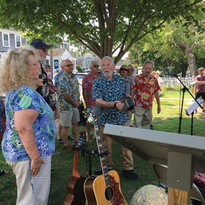 The air was filled with traditional sea chantey tunes on Saturday when the Mattapoisett Museum hosted a free outdoor concert featuring the New Bedford Harbor Sea Chantey Chorus. More than 75 people enjoyed the concert that included free cookies courtesy of the Mattapoisett Council on Aging. Photos by Marilou Newell
