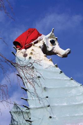 Christmas Scenes
Salty the Seahorse is in the holiday spirit, while Rudolph seems to have lost an antler at Town Hall and one village home’s gathering of Christmas characters overlooks Mattapoisett harbor. Photos by Mick Colageo
