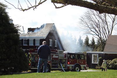 Mattapoisett Fire
A waterfront home at 18 Ned’s Point Road in Mattapoisett, formerly known as the Silver Gull Inn, sustained serious fire damage on April 6. Photos by Mick Colageo
