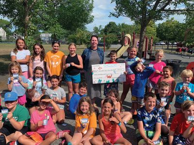 Seahorse Gives Back
Each year, Mattapoisett Recreation's Seahorse Explorer's program hosts a "Seahorse Gives Back" week at our camp. This year, Buzzards Bay Coalition was chosen to be the recipient of their fundraising efforts, presenting the coalition with a check for $390. This is an organization we are thrilled for our program to support, and we hope our campers remain stewards of the Buzzards Bay Coalition for years to come. Photo courtesy Greta Fox
