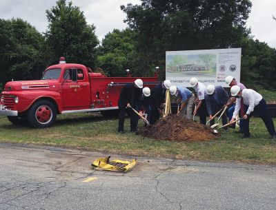 Fire Station Groundbreaking
On June 30 officials and community members held a ceremonial groundbreaking for the new Mattapoisett fire station adjacent to the police station on Route 6. Chief Andrew Murray thanked the voters and town boards for their overwhelming support after what he said was a nearly four-decade effort to secure funding for a safe, modern structure. Photos by Marilou Newell
