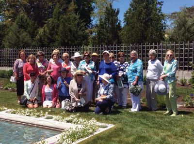 Mattapoisett Woman's Club
The Garden Group of the Mattapoisett Woman's Club enjoyed a unique tour of the Blue Garden in Newport, RI, on June 15. Originally designed by Frederick Law Olmsted and his firm, the Blue Garden has been restored to include water features and pergolas. It is a private property open by appointment only. Photo courtesy Bev Gleason
