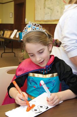 “Frozen” at the Library
While it was warm and sunny outdoors, it was “Frozen” inside the Mattapoisett Library on Friday, February 19. Young library patrons enjoyed a number of Disney’s “Frozen” activities, with even a few Elsas stopping by to join in the fun. Photos by Colin Veitch
