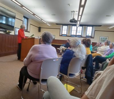 Mattapoisett Library
Author Roxana Robinson speaks at the Mattapoisett Library on March 16. Photo courtesy Kathleen Flaherty, Friends of the Mattapoisett Library
