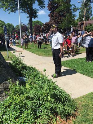 Mattapoisett Memorial Day
American Legion Florence Eastman Post 280 hosted the annual Mattapoisett Memorial Day observances with a moving ceremony held at Center School. Pictured are members of the legion with Veteran's Agent Chris Gerrior, who is also seen saluting after placing flowers at Memorial Park. The Mattapoisett Police color guard took part in the procession. American Legion member George Randall recited the Gettysburg Address, Old Rochester Regional Junior High student Sasha Volkema read the governor's proclamation and re
