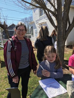 Mattapoisett Museum
Juniper Griswold, 6, participated in Earth Day activities at the Mattapoisett Museum on April 22. Delighting the children were two Nigerian goats owned by Emerald Heirloom Farm, Mattapoisett. The goats are part of a planned experiment by farmers Ruby Pasquill and Jonathan MacDugall, who are using sustainable farming practices. Next step for the farmers is planting vegetables using organic methods. The couple plans on partnering with a Rochester family farm in a swap of chickens in lieu of rent. Photo by Mar
