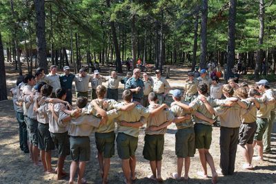 Mattapoisett Boy Scouts
The Mattapoisett Boy Scouts Troop #53 worked as staff for all four weeks this year at the Boy Scouts of America Camp Cachalot. The Troop #53 staff counted for about a fifth of the staff at the camp this summer, a unique event to have a large number of active kids of their age in one troop. Photos by Bodil Perkins
