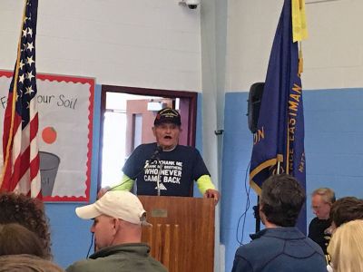 Mattapoisett Veterans Day
Mattapoisett invited guest speaker to give the main address at the annual Veterans Day observance at Old Hammondtown School on Monday. The ceremony was hosted by Rachel Perron, the new Commander of the American Legion Post 280. Photos by Marilou Newell
