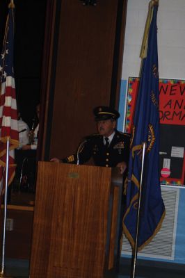 Mattapoisett’s Veterans Day Ceremony
Mattapoisett’s Florence Eastman American Legion Post 280 hosted Veterans Day observations at Old Hammondtown School on Friday, November 10 to a standing room only crowd. Guest speaker Dr. James Hickey, a retired U.S. Navy commander, gave an inspirational talk on how one person can make a large impact on society. Photos by Marilou Newell
