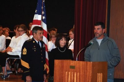 Veterans Day Ceremony in Mattapoiset
Col. Joseph McGraw was the guest speaker during the Veterans Day Ceremony at Old Hammondtown School. McGraw has a long and impressive military career. He graduated in 1994 from U.S. Military Academy and achieved successive ranks to become a full colonel in 2015. George Randall, member of the Florence Eastman Post of the American Legion, recited the preamble to the American Constitution and the Gettysburg Address before a standing-room only audience during the November 11 Veterans Day Ceremony in Mattapoiset
