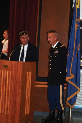 Veterans Day Ceremony in Mattapoiset
Col. Joseph McGraw was the guest speaker during the Veterans Day Ceremony at Old Hammondtown School. McGraw has a long and impressive military career. He graduated in 1994 from U.S. Military Academy and achieved successive ranks to become a full colonel in 2015. George Randall, member of the Florence Eastman Post of the American Legion, recited the preamble to the American Constitution and the Gettysburg Address before a standing-room only audience during the November 11 Veterans Day Ceremony in Mattapoiset
