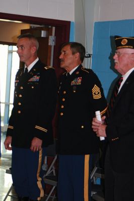 Veterans Day Ceremony in Mattapoiset
Col. Joseph McGraw was the guest speaker during the Veterans Day Ceremony at Old Hammondtown School. McGraw has a long and impressive military career. He graduated in 1994 from U.S. Military Academy and achieved successive ranks to become a full colonel in 2015. George Randall, member of the Florence Eastman Post of the American Legion, recited the preamble to the American Constitution and the Gettysburg Address before a standing-room only audience during the November 11 Veterans Day Ceremony in Mattapoiset
