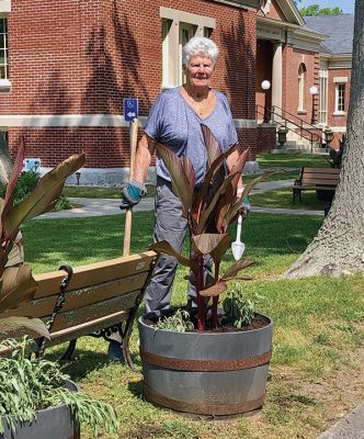 Mattapoisett Woman’s Club Garden Group
Red, white, and blue was Sharon Doyon’s vision of the Mattapoisett Woman’s Club Garden Group as 18 members gathered at the library to plant on May 26 in areas including the pots at the Mattapoisett Historical Society and Town Hall, window boxes at the post office and Town Beach house, the lighthouse garden at the harbor, plus the gardens and planters at the Mattapoisett Free Public Library. 
