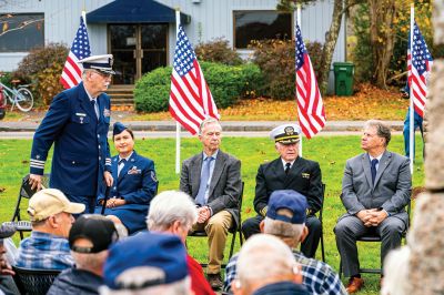 Marion Veteran's Day
Marion resident and Technical Sergeant of the Massachusetts National Guard Mandy Givens was the keynote speaker at the town's Veterans Day ceremony on November 11 at Old Landing. Select Board Chairman Randy Parker and outgoing Town Administrator Jay McGrail also shared remarks, and music was played by the Sippican Elementary School Band. Photos by Ryan Feeney
