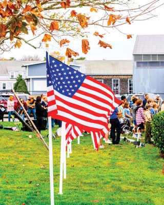 Marion Veteran's Day
Marion resident and Technical Sergeant of the Massachusetts National Guard Mandy Givens was the keynote speaker at the town's Veterans Day ceremony on November 11 at Old Landing. Select Board Chairman Randy Parker and outgoing Town Administrator Jay McGrail also shared remarks, and music was played by the Sippican Elementary School Band. Photos by Ryan Feeney
