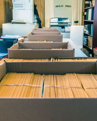 Early Voting
The Town of Marion’s 2,430 early-voting ballots sit on a table in the office of Town Clerk Lissa Magauran on Monday morning, ready to be removed from their envelopes and processed. The early ballots represent 56 percent of the town’s 4,374 registered voters. As of October 30, another 100 requested early ballots had gone unreturned. Of Marion’s 2,430 early ballots, 830 were cast in person at the Town House, the rest sent by mail. November 5, 2020 edition

