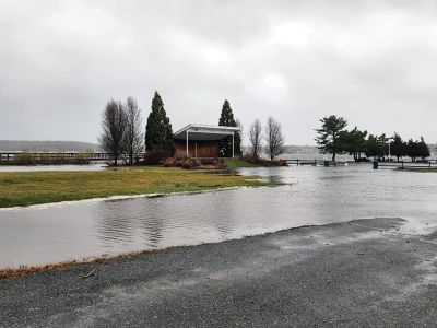 Flooding
Flash flooding on Monday in Marion village shut down parts of Front Street and closed Island Wharf and Silvershell Beach, which were under water. Photos courtesy Town of Marion
