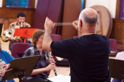 Marion Concert Band
Director Tobias Monte conducts the Marion Concert Band, which is celebrating its 134th season this summer.  Their lead-off concert was on Monday, July 2, 2012, and the next concert is Monday, July 9 at 7:30pm which will include hits from the Broadway stage. Concerts are held at the at the band shell across from Music Hall.  Photo by Eric Tripoli.

