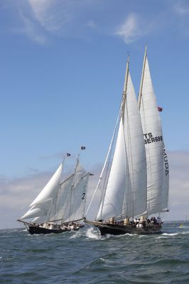 Oh, Tabor Boy! 
 Tabor Boy and Spirit of Bermuda are seen here at the start of the Marion Bermuda Race on June 14. The two boats competed one-on-one in the Classic Yacht Division during this, Tabor Boy’s first attempt at the Marion Bermuda Race. Photo courtesy Spectrum Photo/Fran Grenon. See all Marion-Bermuda Race photos at www.spectrumphotofg.com
