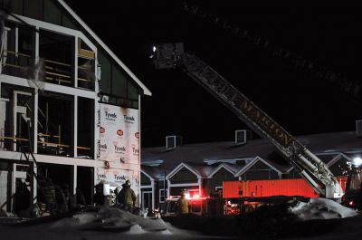 Marion Village Estates
A fire at the Marion Village Estates off Front Street on February 19 caused major damage to several units at the 40B housing development in Marion. The Marion Fire Department called for assistance from neighboring towns and roughly 60 firefighters on the scene battled the blaze for over six hours. Photo by Felix Perez
