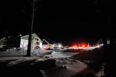 Marion Village Estates
A fire at the Marion Village Estates off Front Street on February 19 caused major damage to several units at the 40B housing development in Marion. The Marion Fire Department called for assistance from neighboring towns and roughly 60 firefighters on the scene battled the blaze for over six hours. Photo by Felix Perez
