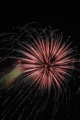 Back By Popular Demand 
And the rockets’ red glare, fireworks bursting in air over Sippican Harbor during the Marion fireworks, which resumed this year after a surge in fundraising efforts to bring the tradition back to Silvershell Beach. Photo by Jean Perry
