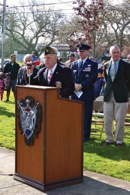 Veteran's Day
Lt. Col. Joseph Napoli, Ret. is the Master of Ceremonies for the November 11, 2011 Veteran's Day exercises in Marion. Photo by Robert Chiarito.
