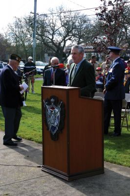 Veteran's Day
Selectman Jonathan Henry gives a speech at the November 11, 2011 Veteran's Day exercises in Marion. Photo by Robert Chiarito.
