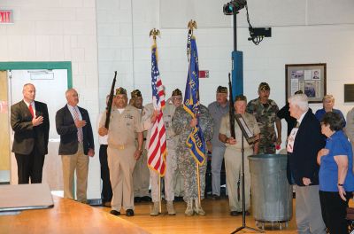 Marion Memorial Day
Rochester fared far better with its Memorial Day celebration than Marion and Mattapoisett did with theirs on rainy Monday. Sunday, May 29, was a picture perfect day for a parade. At the Town Hall, the names of the fallen soldiers were read aloud and the Rochester Memorial School Band played patriotic songs before heading out for the parade. Photos by Colin Veitch
