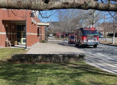 Center School
Center School in Mattapoisett was temporarily evacuated on March 13 after a small transformer malfunctioned in the electrical room and created a light-smoke condition, according to Mattapoisett Fire Chief Andy Murray. The transformer was isolated and de-energized. The Fire Department ventilated the room and reset the alarm. All hazards were addressed, and the students, staff and Council on Aging personnel were allowed back in the building. Photo by Shawn Sweet
