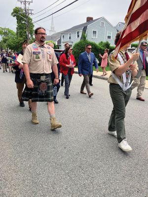 Mattapoisett’s Memorial Day
Mattapoisett’s Memorial Day Observances were highlighted by community-wide participation that included hosts Florence Eastman American Legion Post 280, the Police and Fire departments, Scouts performing color-guard duties, the Old Hammondtown Elementary School Band, Showstoppers, students Hadley Perron and Geneva Gerrior and others. Photos by Marilou Newell
