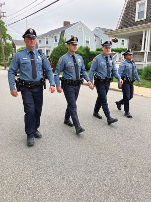 Mattapoisett’s Memorial Day
Mattapoisett’s Memorial Day Observances were highlighted by community-wide participation that included hosts Florence Eastman American Legion Post 280, the Police and Fire departments, Scouts performing color-guard duties, the Old Hammondtown Elementary School Band, Showstoppers, students Hadley Perron and Geneva Gerrior and others. Photos by Marilou Newell
