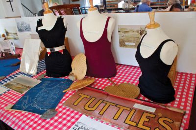 Mattapoisett Historical Museum
The beach communities are featured in the Mattapoisett Historical Museum’s new exhibit.  Some artifacts include vintage bathing suits, beach furniture, and hand fans.  Photo by Eric Tripoli. 
