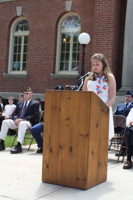 Memorial Day in Mattapoisett
Memorial Day in Mattapoisett was observed as it traditionally is, with ceremonies in front of the Mattapoisett Library followed by the parade march to Cushing Cemetery. This year’s guest speaker, Mattapoisett resident U.S. Army Sergeant Edward Sweeney, Jr. stirred the emotions of those in attendance with his speech about sacrifice and the American way of life. The Old Hammondtown School Band was impressive with its performance of several patriotic songs, and Representative William Straus, the selectmen, and
