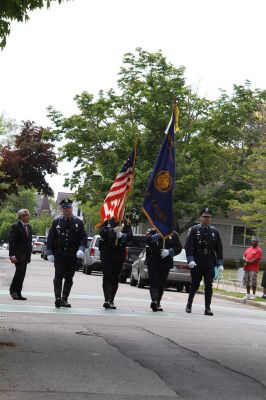 Memorial Day in Mattapoisett
Memorial Day in Mattapoisett was observed as it traditionally is, with ceremonies in front of the Mattapoisett Library followed by the parade march to Cushing Cemetery. This year’s guest speaker, Mattapoisett resident U.S. Army Sergeant Edward Sweeney, Jr. stirred the emotions of those in attendance with his speech about sacrifice and the American way of life. The Old Hammondtown School Band was impressive with its performance of several patriotic songs, and Representative William Straus, the selectmen, and
