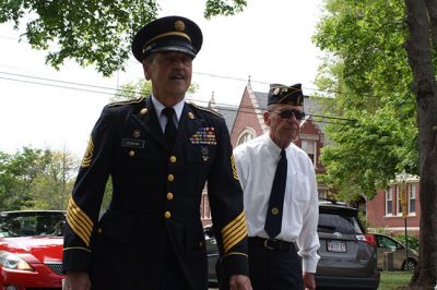 Memorial Day in Mattapoisett
Memorial Day in Mattapoisett was observed as it traditionally is, with ceremonies in front of the Mattapoisett Library followed by the parade march to Cushing Cemetery. This year’s guest speaker, Mattapoisett resident U.S. Army Sergeant Edward Sweeney, Jr. stirred the emotions of those in attendance with his speech about sacrifice and the American way of life. The Old Hammondtown School Band was impressive with its performance of several patriotic songs, and Representative William Straus, the selectmen, and
