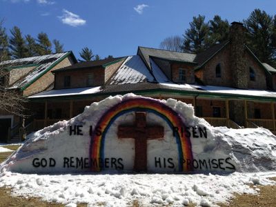 Easter Snow
Mark Mooney of Mattapoisett took advantage of the late season snow with this tribute to Easter.
