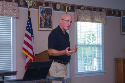 Mosquito Control 
Daniel Daly, of the Plymouth County Mosquito Control Project, delivered an information session on mosquito prevention and safety at the Rochester Senior Center on Thursday, June 28, 2012.  His talk included information on how mosquitos are collected and tested, as well as what people can do around their homes to help reduce the number of mosquitos in their neighborhoods.  Photo by Eric Tripoli. 
