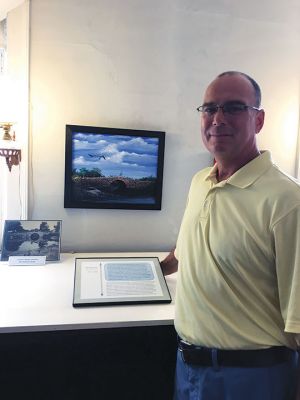 Mattapoisett Museum
The Mattapoisett Museum opened its Summer 2019 exhibit on June 27 titled “Inspiration: Time & Texture.” Local artists, including members of Center School’s third grade class, created works of art inspired by objects in the museum or of historical significance to the town. There are 12 works in the main gallery plus the students’ submission, an interpretation of Center School’s clock tower in the Museum’s carriage house. Photos by Marilou Newell
