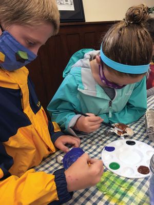 Mattapoisett Library
On August 7, the Mattapoisett Library hosted the New England Coastal Wildlife Alliance. Interns from the Wareham-based agency gave a hands-on talk to small children on local sea turtles. NECWA studies local marine life, collecting data for a variety of agencies. Some 60 kids from the Tri-Town area and beyond learned about turtle eating and nesting habits and made crafts depicting turtles. Photos by Marilou Newell
