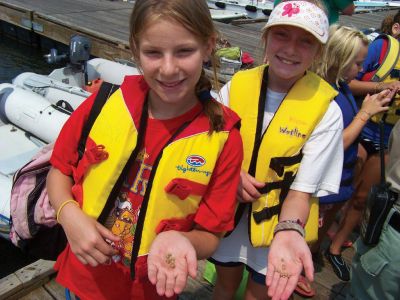 Aquaculture
The children of the Marion Natural History Museum summer program learned more about farming "bi-valves" at an outdoor July Coastal Explorations class. Photo courtesy of Elizabeth Leidhold.
