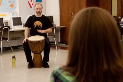 Anatomy of Rhythm
Ian Gendreau met with Old Hammondtown School students to teach them about music native to Ghana, Africa. Photo by Eric Tripoli
